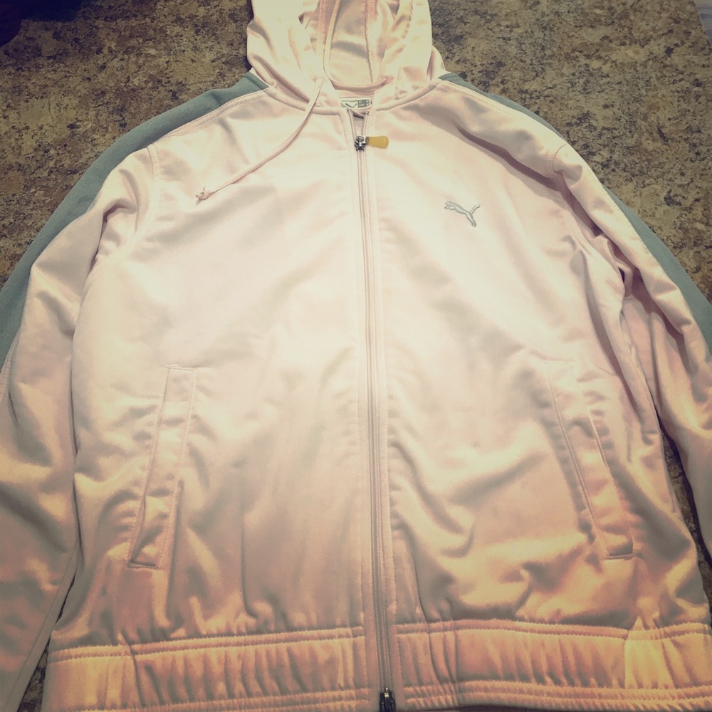 Zip up pink puma athletic sweatshirt